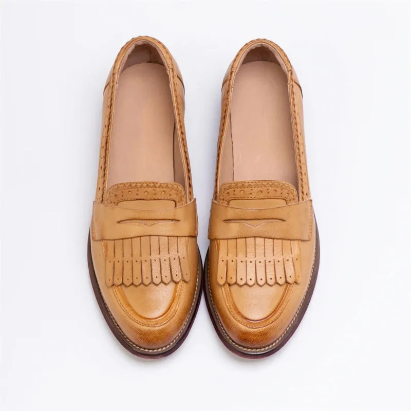 Women's Vintage Chic Round Toe Slip-on Oxford Shoes