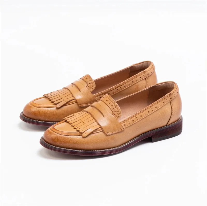 Women's Vintage Chic Round Toe Slip-on Oxford Shoes