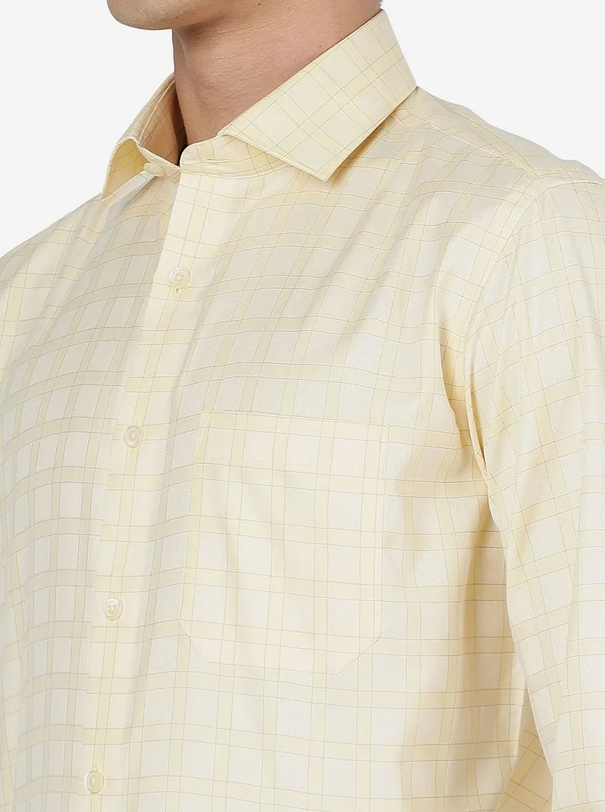 Yellow Checked Slim Fit Formal Shirt | Greenfibre