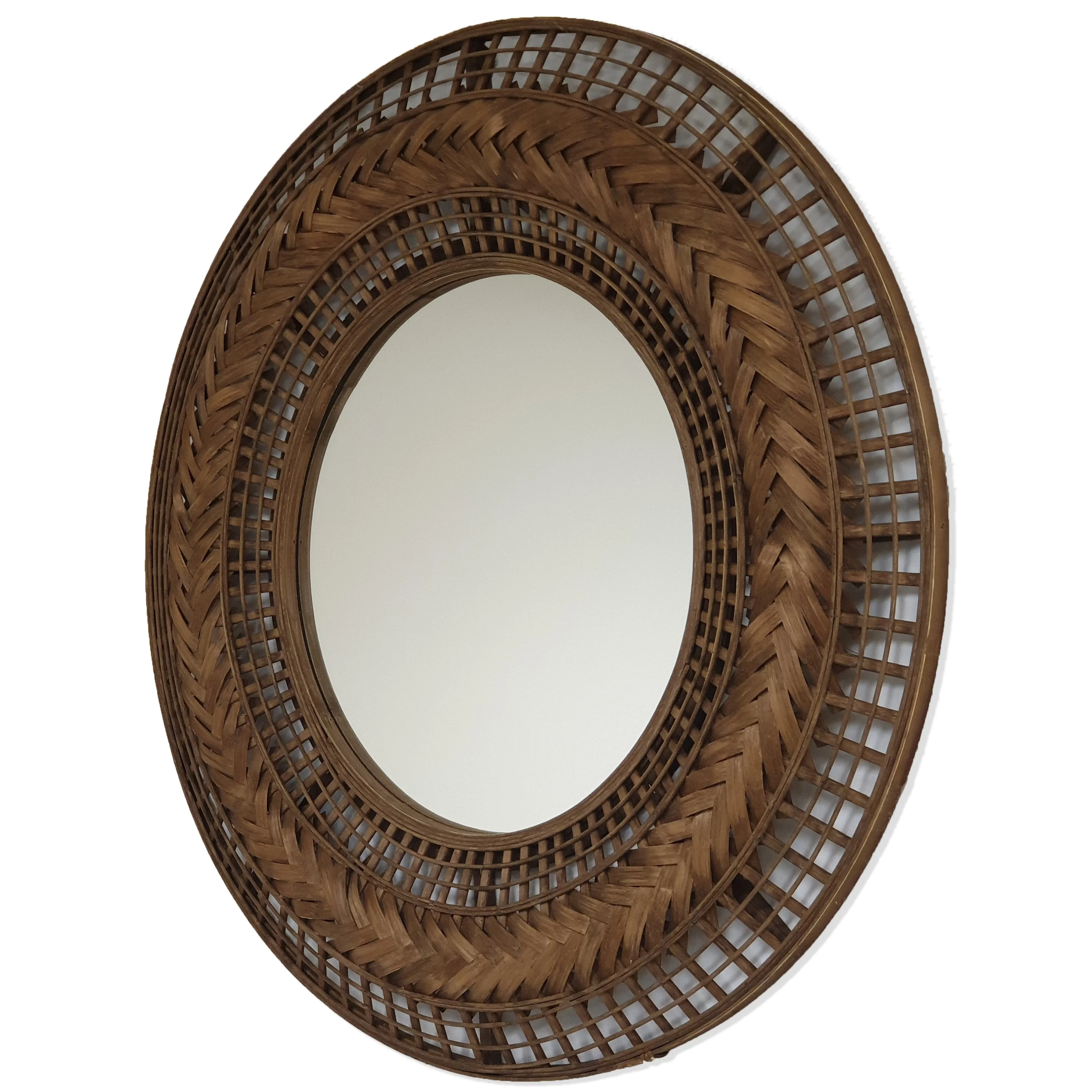 Zulu Mirror Round Brown Wicker by Urban Style