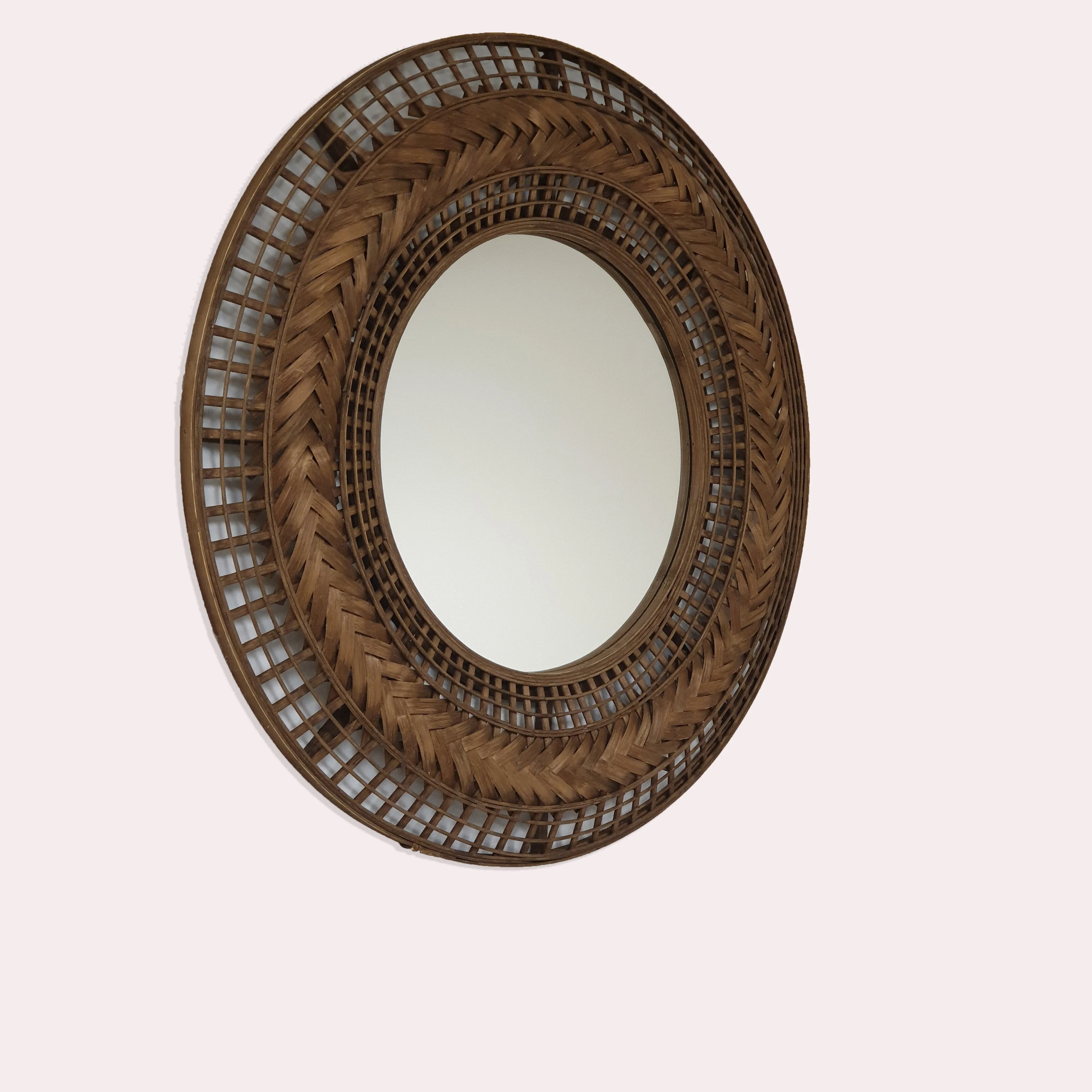 Zulu Mirror Round Brown Wicker by Urban Style