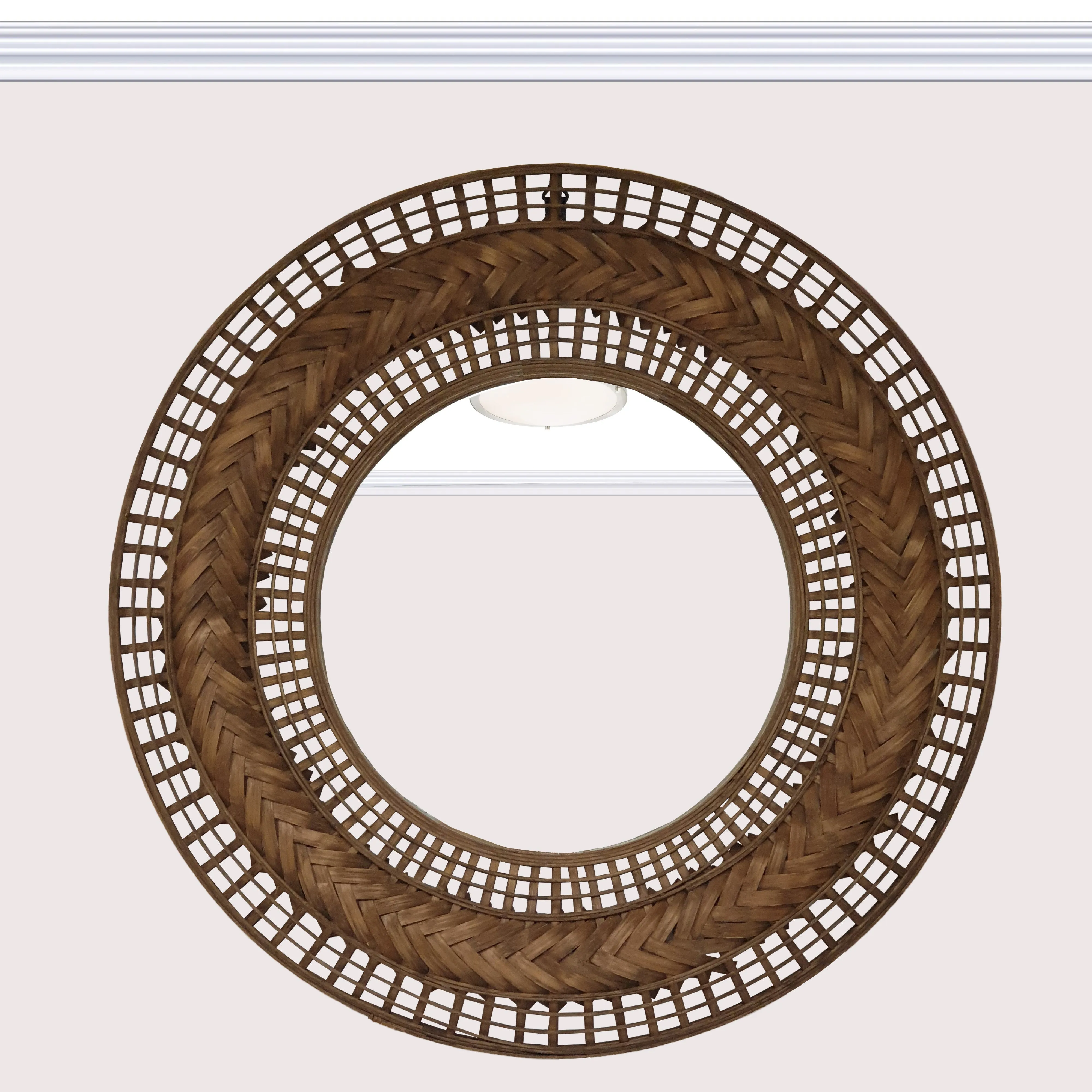 Zulu Mirror Round Brown Wicker by Urban Style